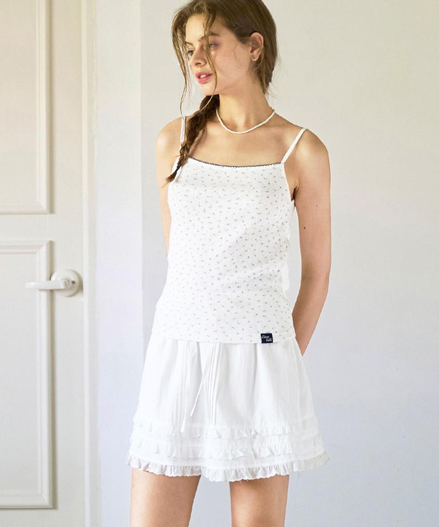 Slow Lolly Tiered Frill Pintuck Mini Skirt - Ivory