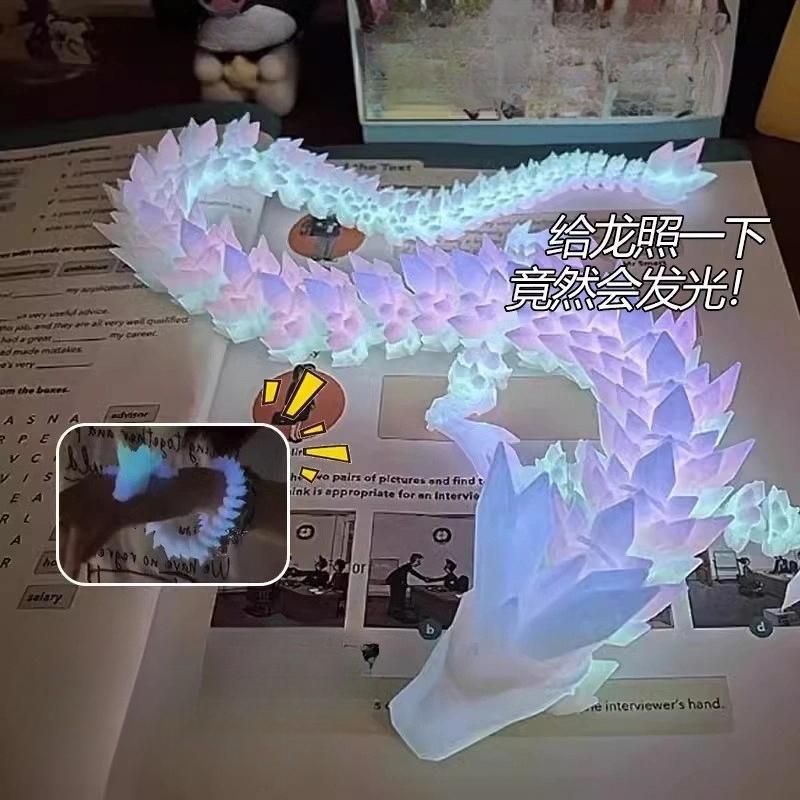Luminous Toys 3D Printed Animal Glow In The Dark Dragon Snake Rotatable Articulated Tyrannosaurus Rex Home Decor Kids Gift