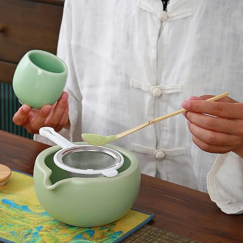 9pcs/set Japanese Ceramic Matcha Gift Box Green Tea Chasen Holder Stand Bowl Bamboo Whisk Grinder Brushes Tea Tools Holder Tea