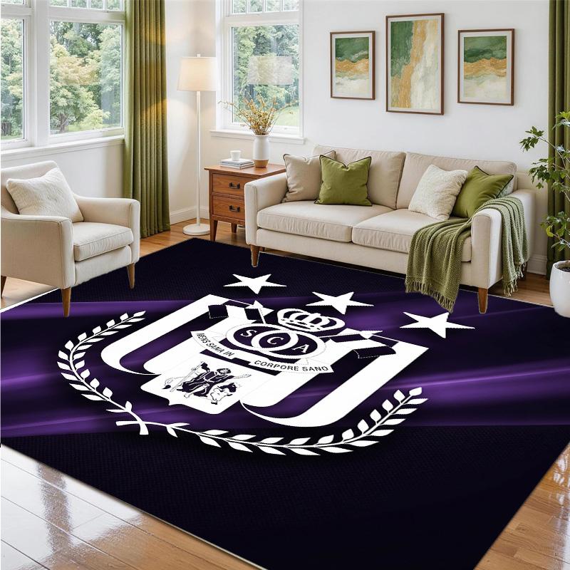 Anderlecht FC Design Crystal Velvet Rug Soft Decorative Mat for Bedroom Entrance