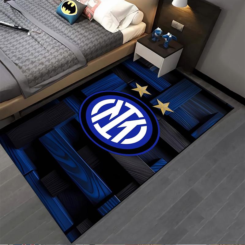 "Tappeto Logo Inter Milan con Motivo Legno Blu e Stelle Dorate" Adatto per l'uso come antiscivolo per soggiorni, camere da letto, divani