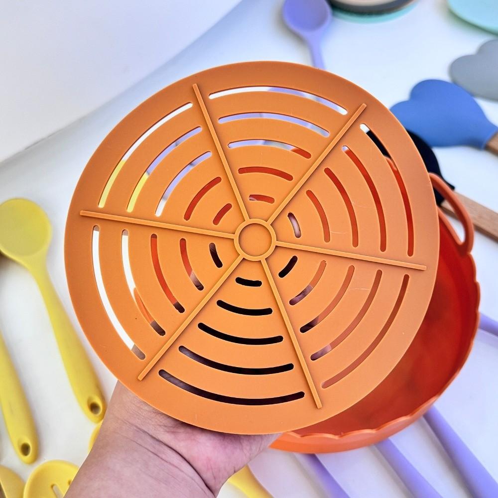 Food-grade 3 Grids Oven Tray Multi-color Divided Airfryer Basket Silicone Air Fryer Liners Home