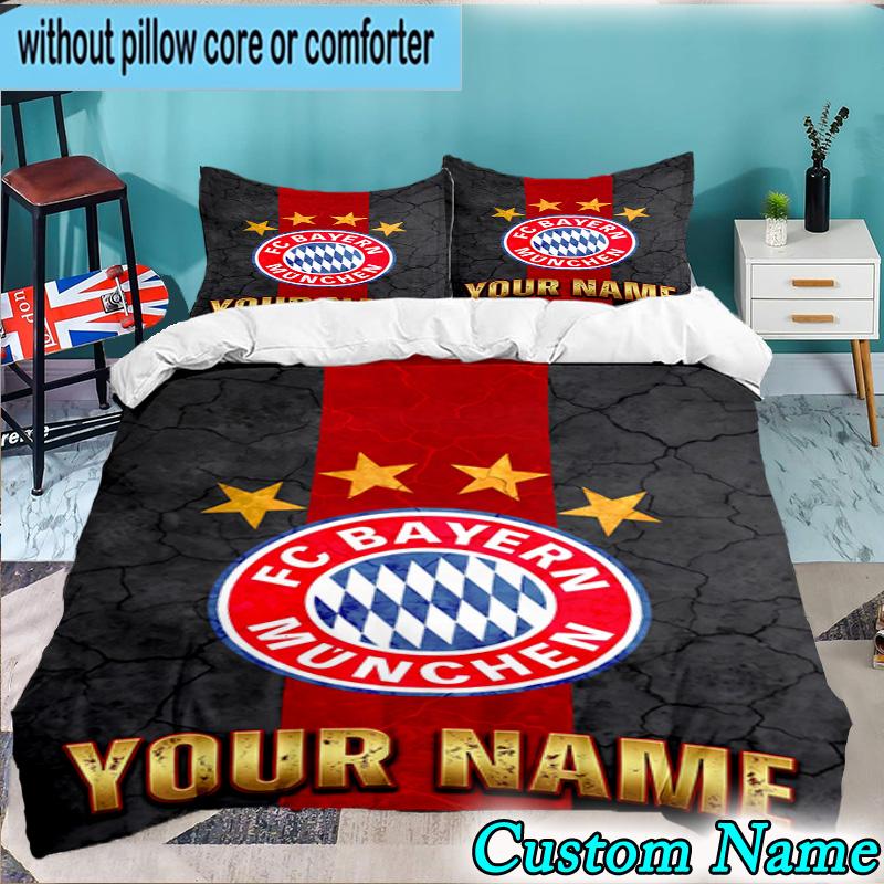Custom Name Bayern Munchen Logo Design 3PCS Bedding Set For Bedroom Dormitory,Including 1pc Duvet Cover And 2pcs Pillowcases Large size Fan gift