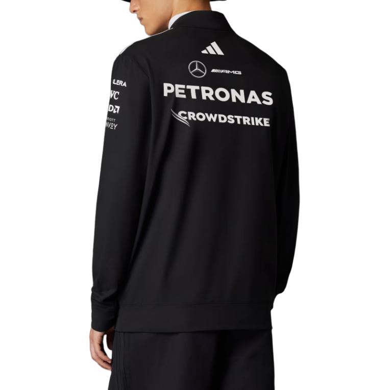 adidas X Mercedes-Amg Petronas F1 Team Ss25 Zip Maglietta alla Moda Versatile Confortevole a Maniche Lunghe con Mezza Zip Uomo Top Nera JV5745