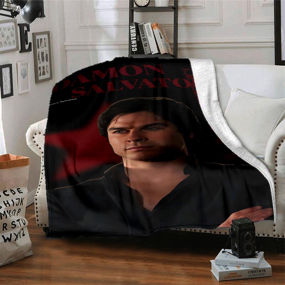 Damon Salvatore Vampir Decke Weiche Wohndecke für Zuhause Schlafzimmer Bett Sofa Reise Büro Einfarbige Weihnachtsdecke