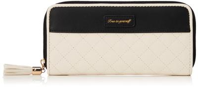 Aldi Round Quilted Long Wallet with Tassel, CAP109, Beige
