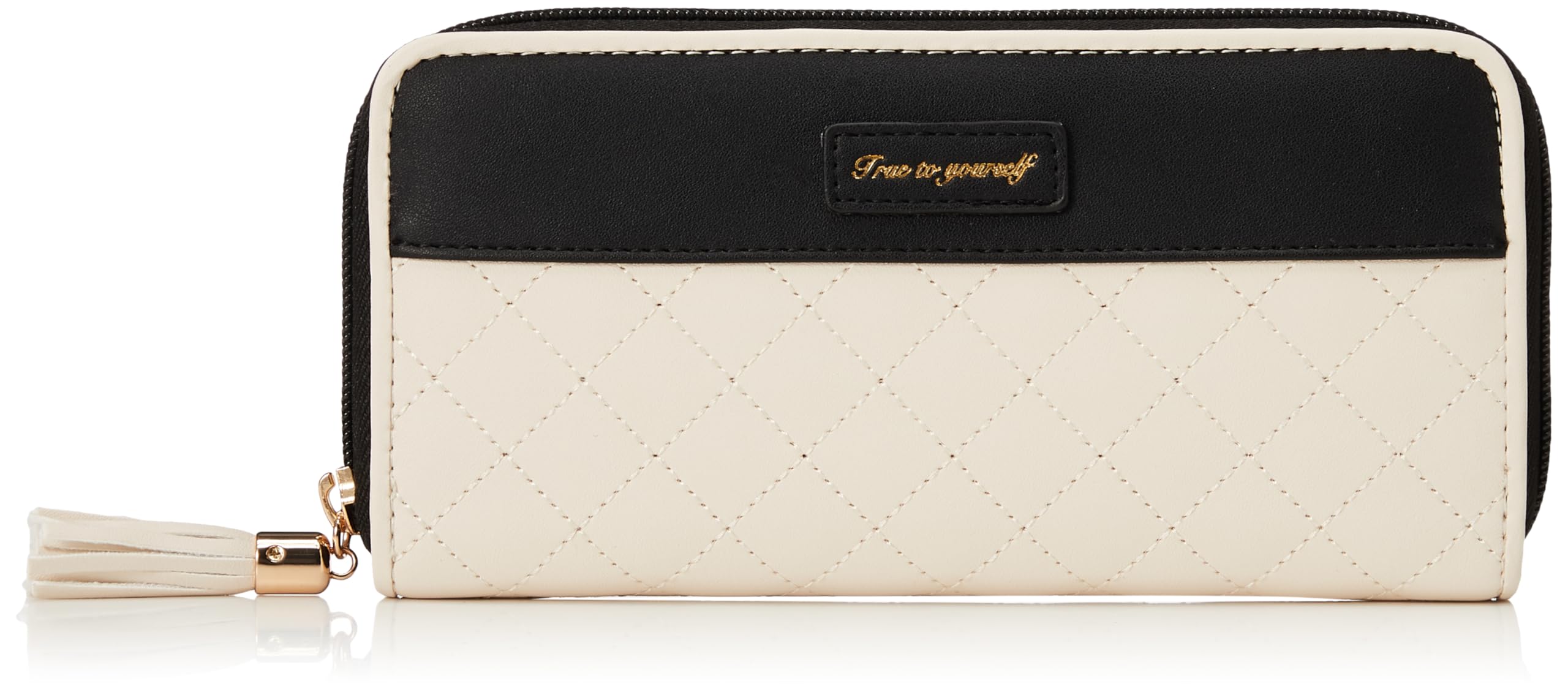 

Aldi Round Quilted Long Wallet with Tassel, CAP109, Beige