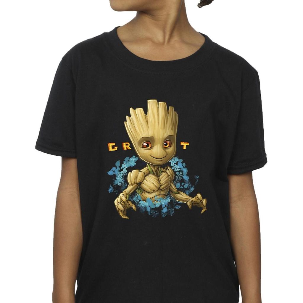 Guardians Of The Galaxy Girls Groot Flowers Cotton T-Shirt