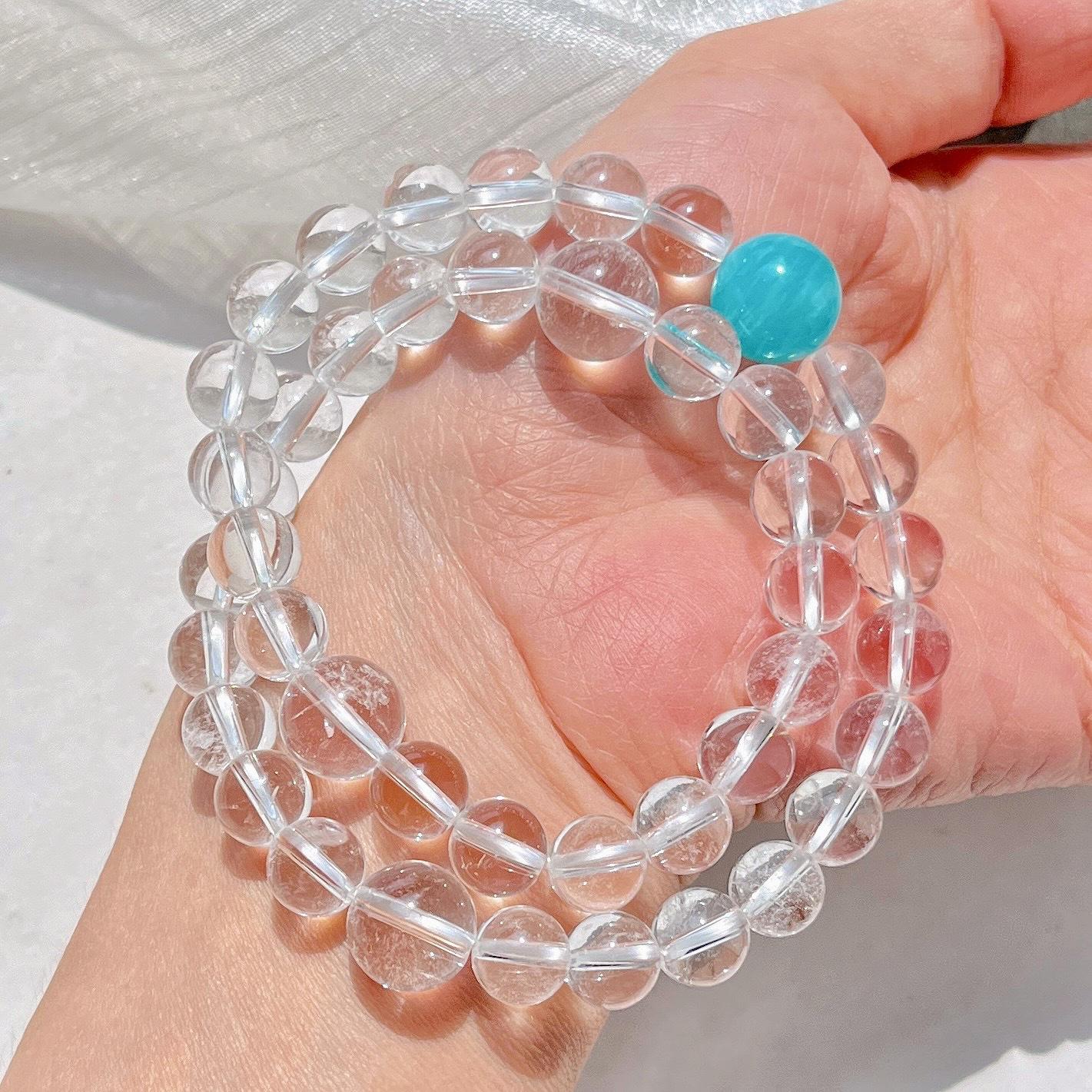 8Mm Natural White Crystal Tianhe Stone Multi-Circle Design Bracelet Bracelet.
