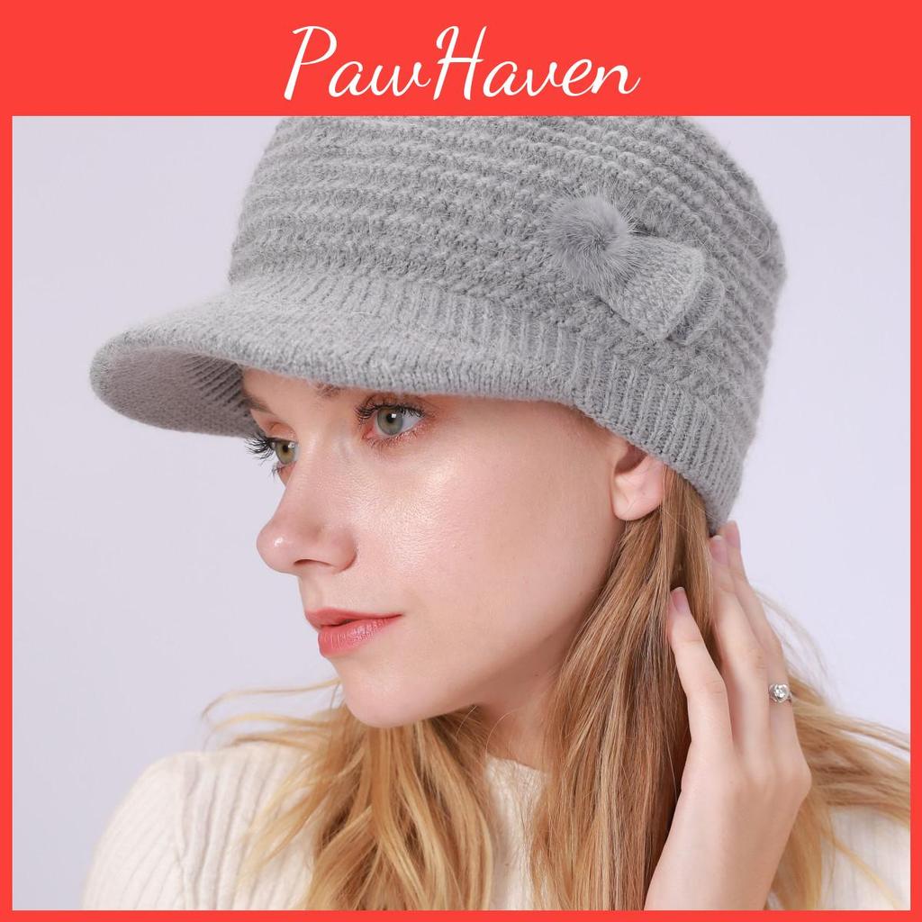 Womens Winter Autumn Solid Color Knitted Hats Pllus Warm Rabbit Wool Beret