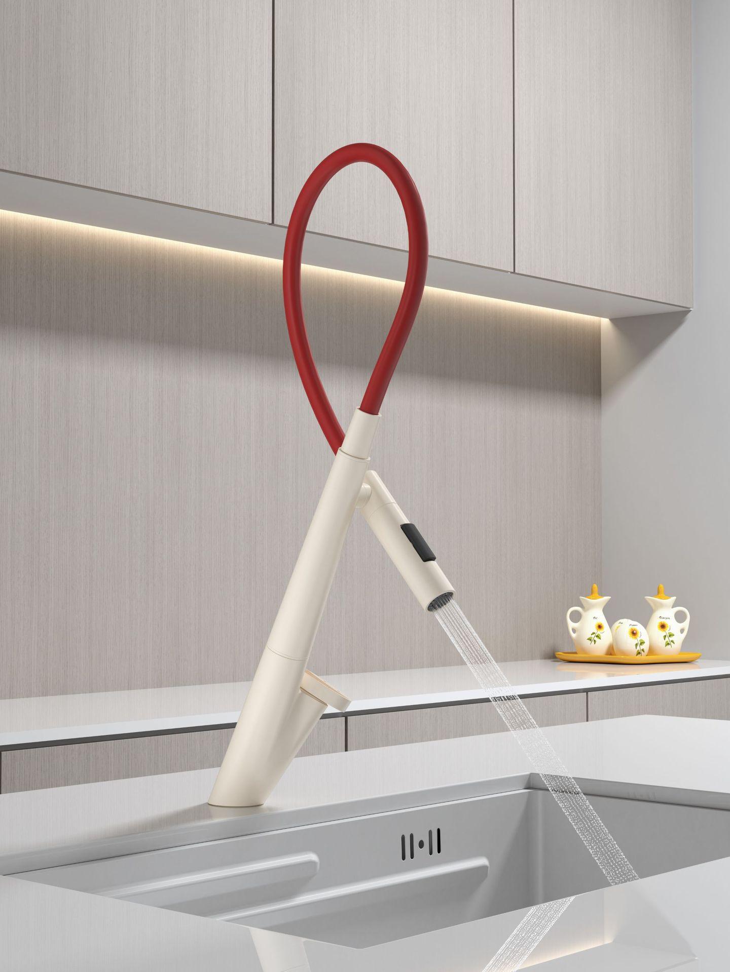 

Tuqiu New Sink Faucet Kitchen Tap Hot and Cold Functions Brass Rotation Pull Down Decked Single Lever Sink Mixer New белый