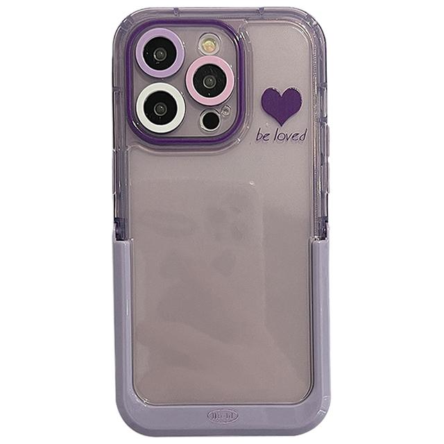 

Фиолетовый чехол с держателем в форме сердца для Iphone 14 Pro Max 13 12 11 14 Plus, прозрачный мягкий невидимый кронштейн, задняя крышка For iPhone 12 Pro