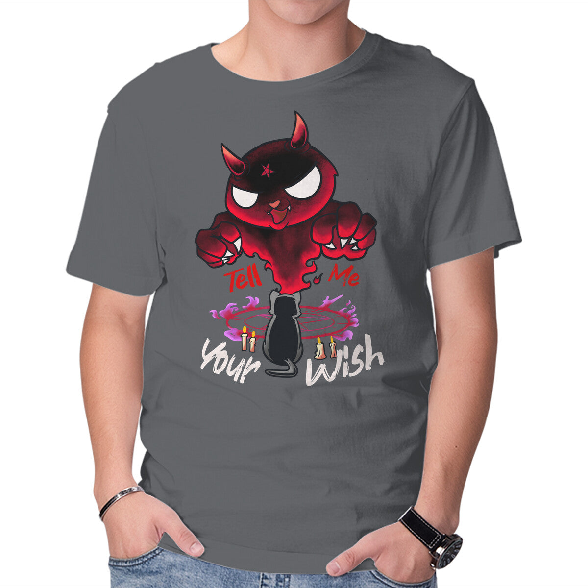 Unisex Crew Neck T-Shirt Tell Me Your Wish Graphic Short Sleeve Casual Tee S