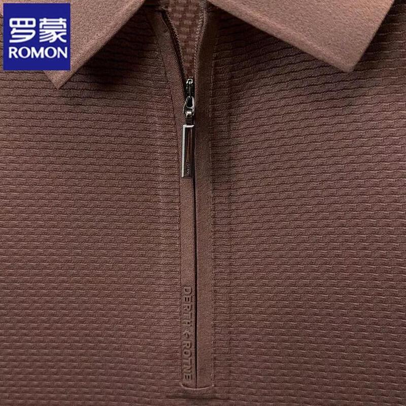 ROMON Men's Breathable Half-Zip Polo Shirt