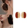 Vintage Styles Brown Amber Resin Splices Earrings for Women Autumn And Winter Sturdy Alloy Jewelry Trend Casual Wear