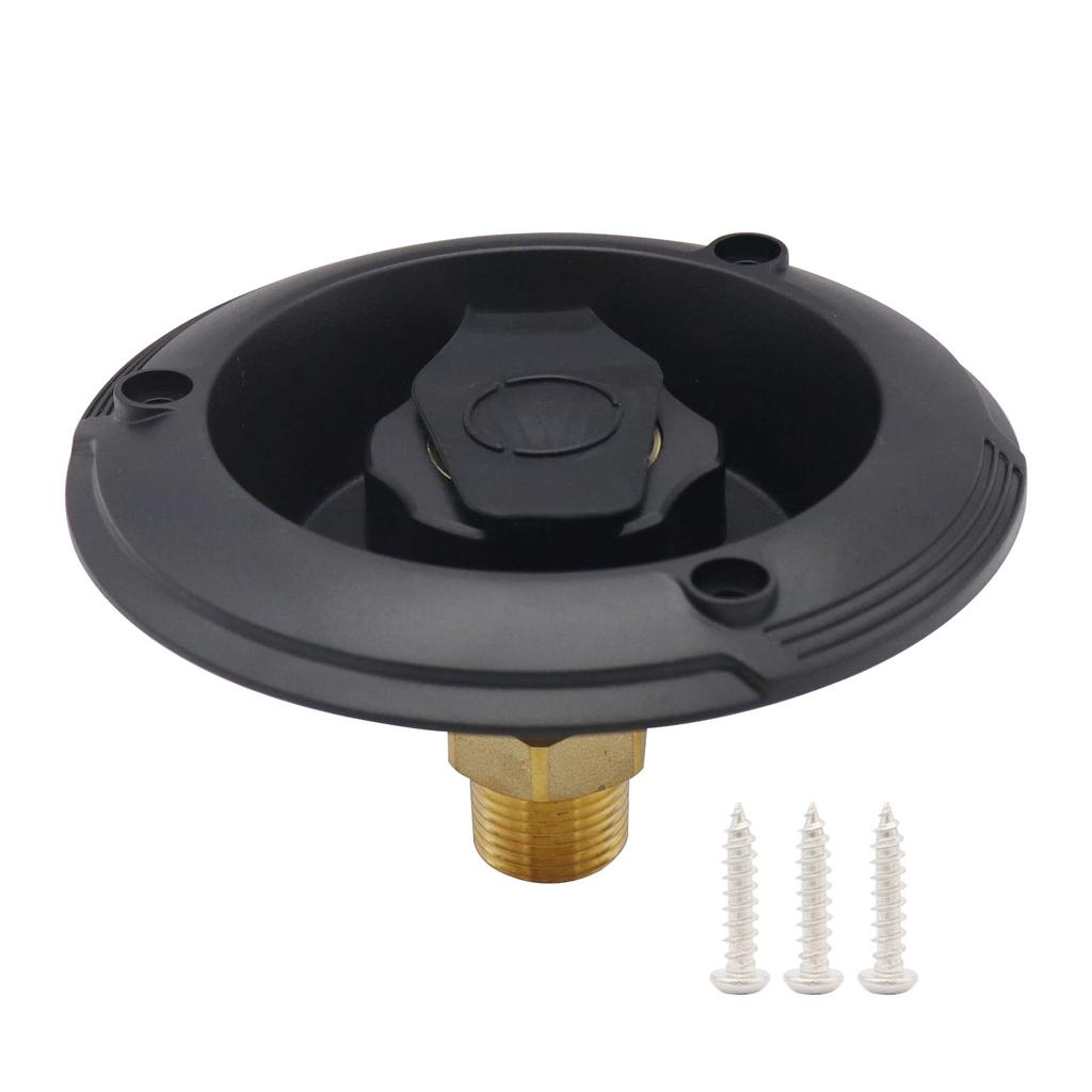 Black Flange RV City Water Fill Inlet Female To Male For Camper Motorhome Trailer Easy-to-grip Knob