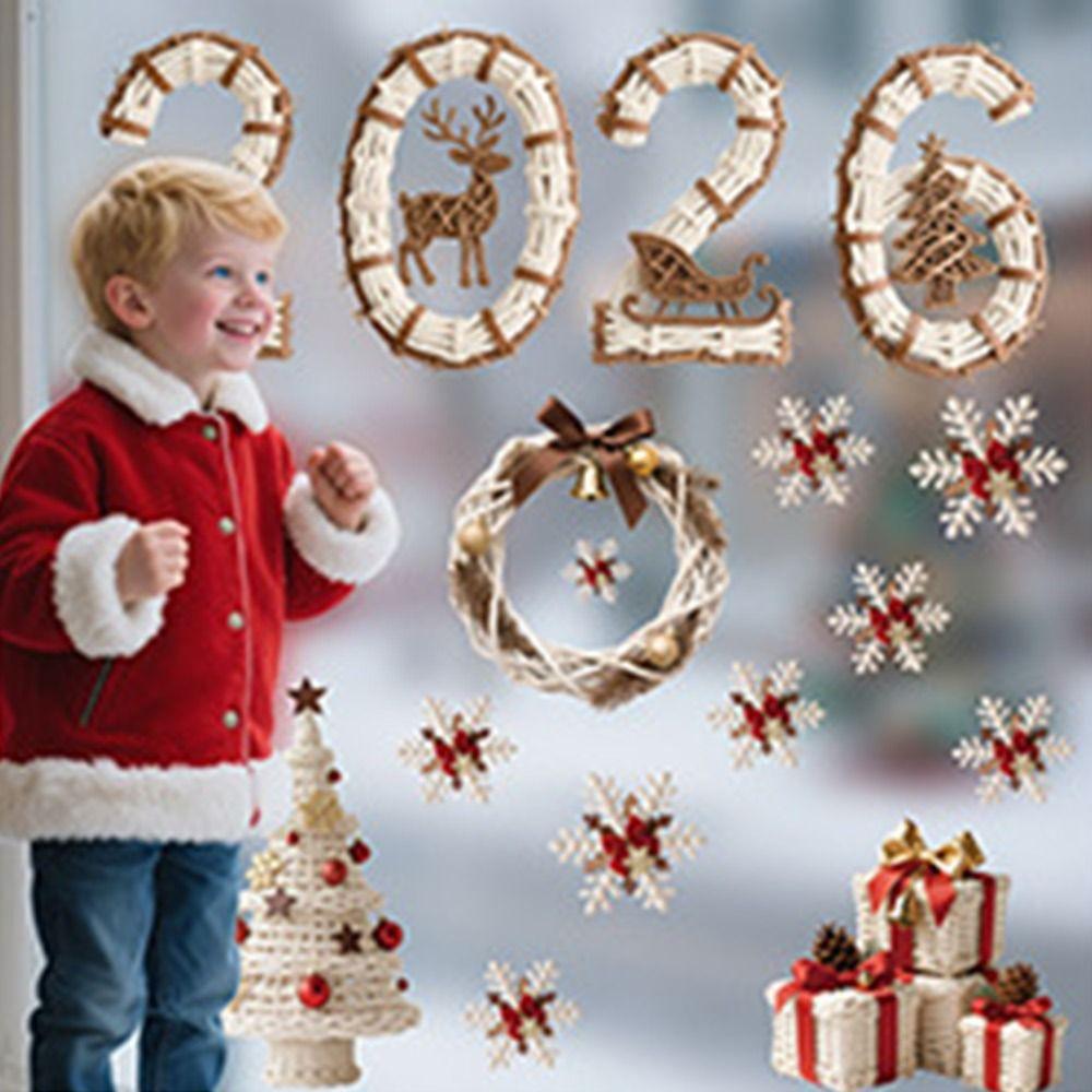 Multicolor 2026 3D Number Stickers Xmas Tree Bell DIY Accessories Window Stickers Cartoon Santa Glass Sticker