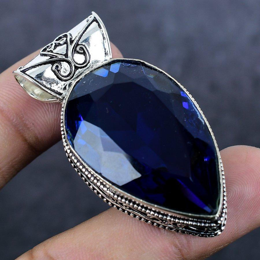 Amethyst Gemstone Handmade 925 Sterling Silver Jewelry Pendant 2.01" M4Q79