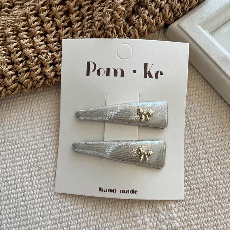 New Star Silver Leather Heart & Butterfly Diamond Hair Clip – Versatile Fashion Duckbill Hairpin