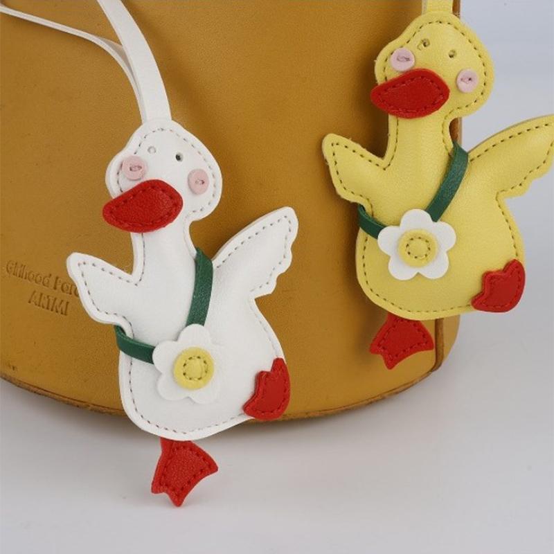 Cute Cartoon Duck Bag Charm High Quality Cute Leather Charm Bag Keyring Backpack Decoration Accessories Gifts
