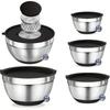 8PCS Set Stainless Steel Mixing Bowls Non-Slip Bottoms with Grater Baking Mixing Basin Kitchen Bowls Baking & Serving