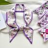 New Luxury Narrow Short Woman's Silk Scarf Hair Strip Silk Ribbon Small Neck Scarves Bag Handle Ribbon Scarf Kerchief Lady Tie