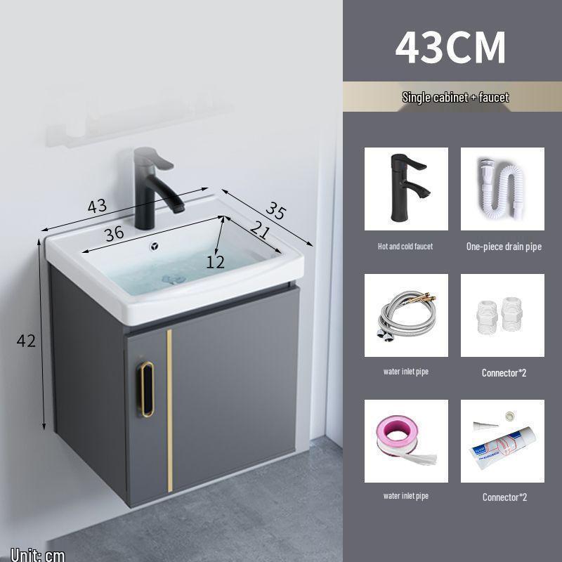 Small Wall-Mounted Bathroom Cabinet with Integrated Ceramic Washbasin