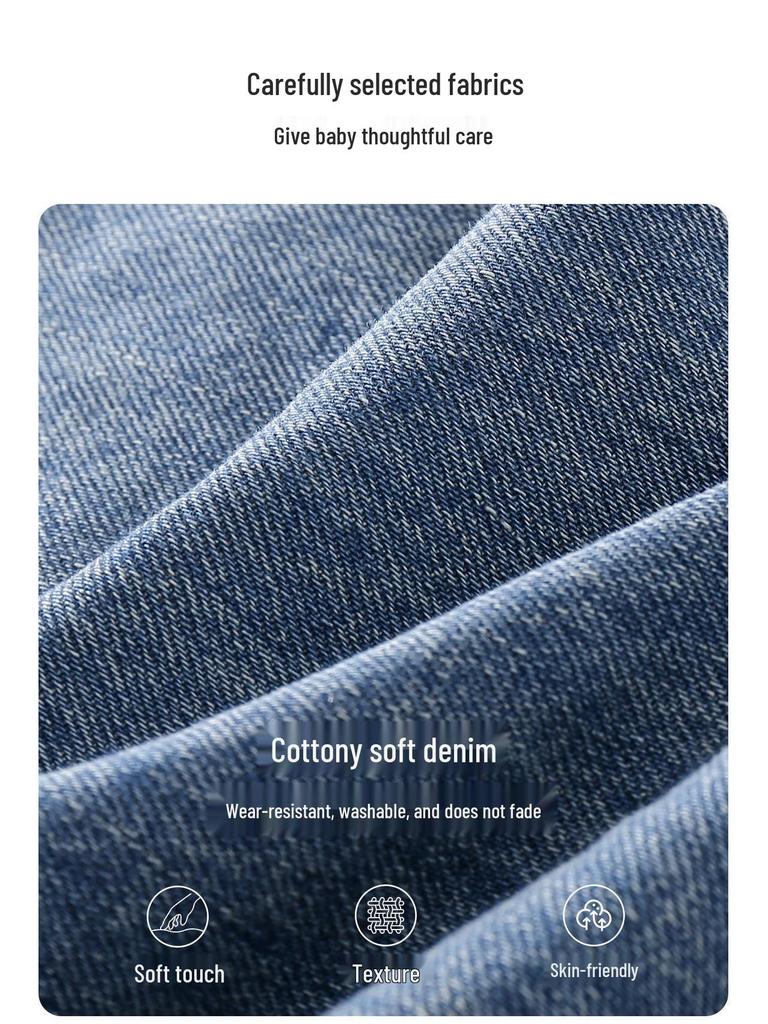 Tao Town Girls' Gradient Wide-Leg Jeans - Korean Style, Casual Sports Pants for Spring and Autumn