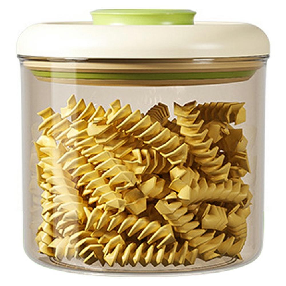 

1050ml Round Push Button PS Airtight Container Grains Snacks Kitchen Food Storage Canister (BPA-Free,No FDA) Green