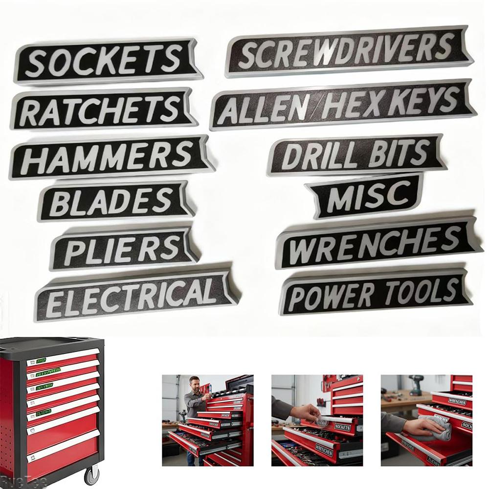 12 Pack Magnetic Toolbox Labels 3D-Printed Reusable Tool Box Organizing Accessories General Purpose