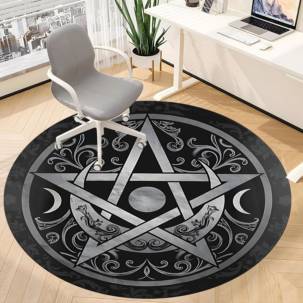1PC Witchcraft Symbol Office Round Area Rug, Mat Suitable For Office, Under Office Chairs Bedroom Living Room Home Decor, Room Deco
