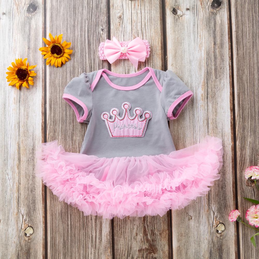 Summer Princess Short-Sleeved Dress for Baby Girls, Infant Birthday Outfit, 0-2 Years