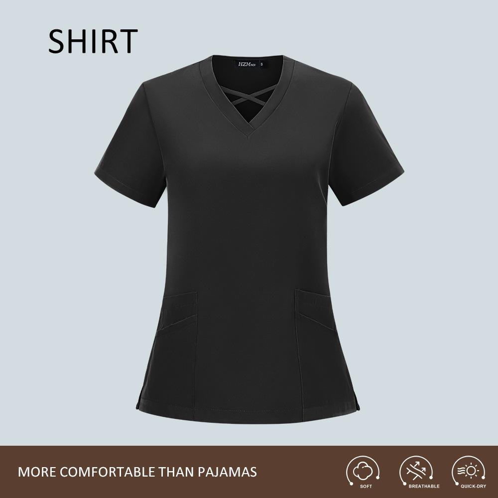 Women's Quick-Dry Surgical Scrub Suit - Elastic Short-Sleeve Workwear for Medical Staff