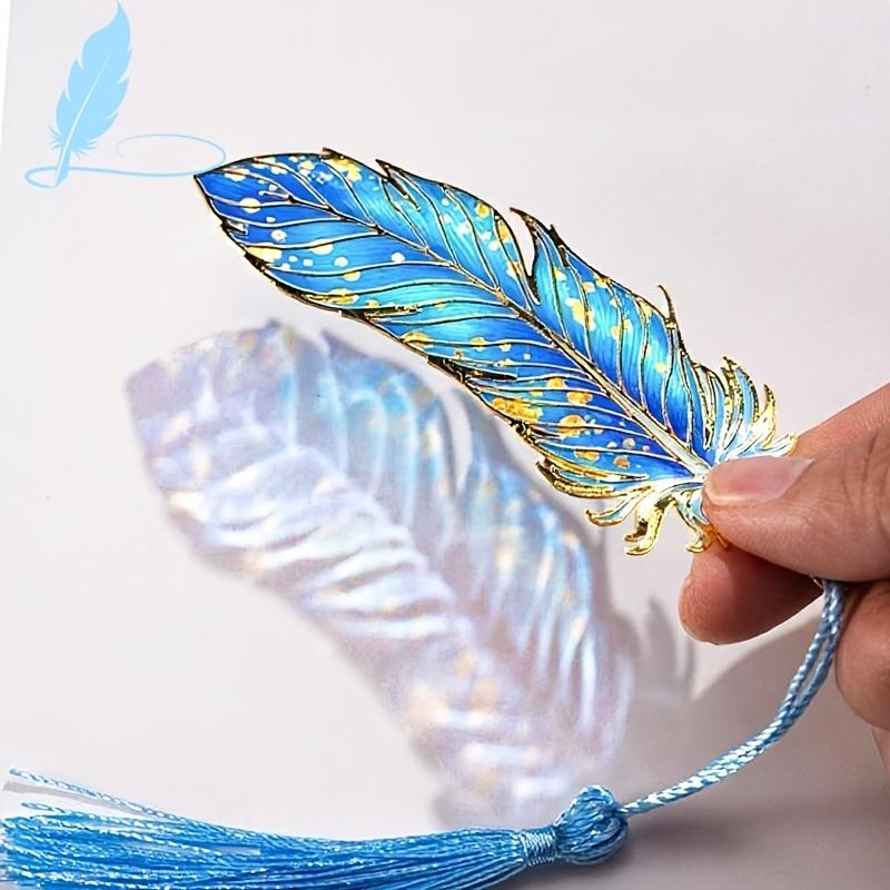 Exquisite Feather Transparent Metal Bookmark Creative Design Colorful Light Shadow Page Marker Graduation Season Gift Handicraft