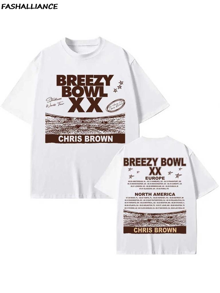 Chris Brown Tag Tshirt Breezy Bowl Xx Tour 2025 Tshirts Hiphop Unisex Harajuku Short Sleeve T Shirt Streetwear Fans Gift Cb12