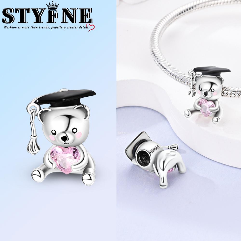 Copper Pink Bow Elephant Bear Hug Heart Animal Charm Beads Fit For Original Bracelet Exquisite Diy Birthday Jewelry