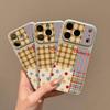 Applicable to iPhone17 plaid color dot soft case sticker leather mobile phone case 15pro/16/13 advanced 14pro niche