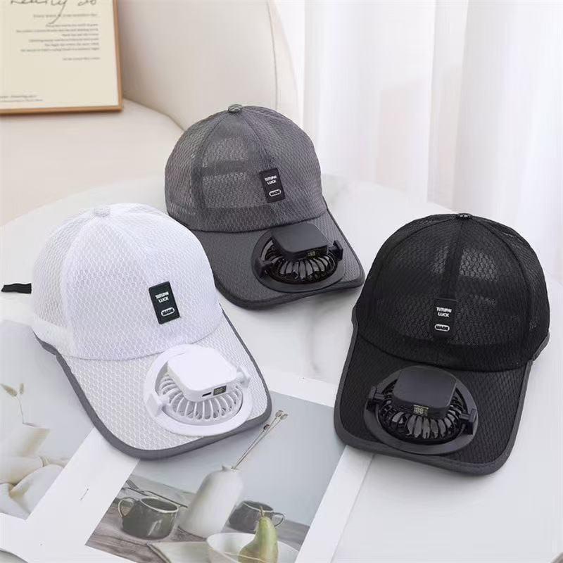 Summer Mesh Solar Energy Fan Baseball Cap For Women Men Adjustable Breathable Caps Outdoor Sports Quick Dry Running Hat Cap