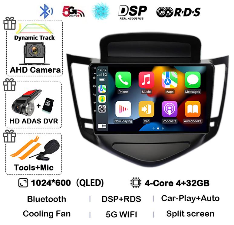 Android 14 Carplay Auto For Chevrolet Cruze 2008 2009 2010 2011 2012 4G+WIFI DSP Car Radio Multimedia Video Player GPS Head Unit