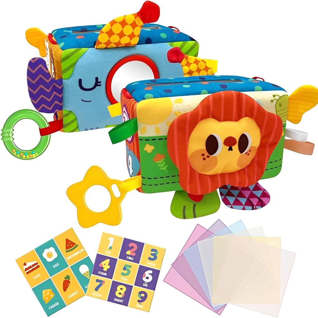 Educational Baby Tissue Box Educational Toy for Babies Years 8 Months Christmas and Food Sanitation Law Certified [Prank Toy] Set, Inset, (0 Old,