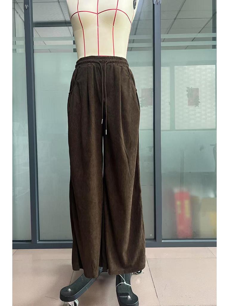 European-American High-Waist Wide Leg Drawstring Pants - 2025 Casual Versatile Style