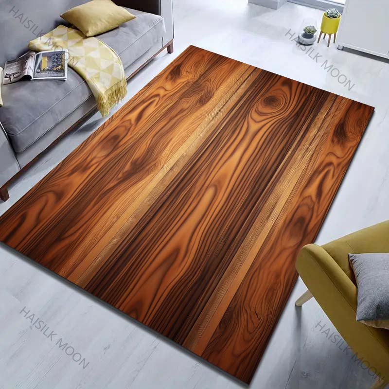 Multiple Sizes HD Wood Grain Print Carpet for Living Room Bedroom Doormat Home Decor Sofa Area Rug Non-slip Floor Mat for Gifts