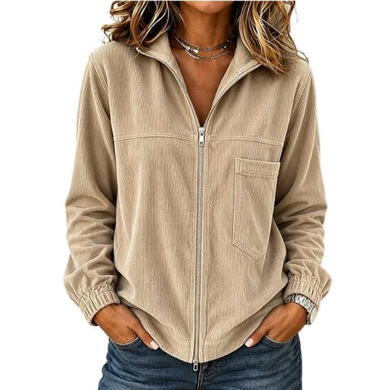 Women S Corduroy Jacket Autumn Casual Solid Color Ladies Outerwear