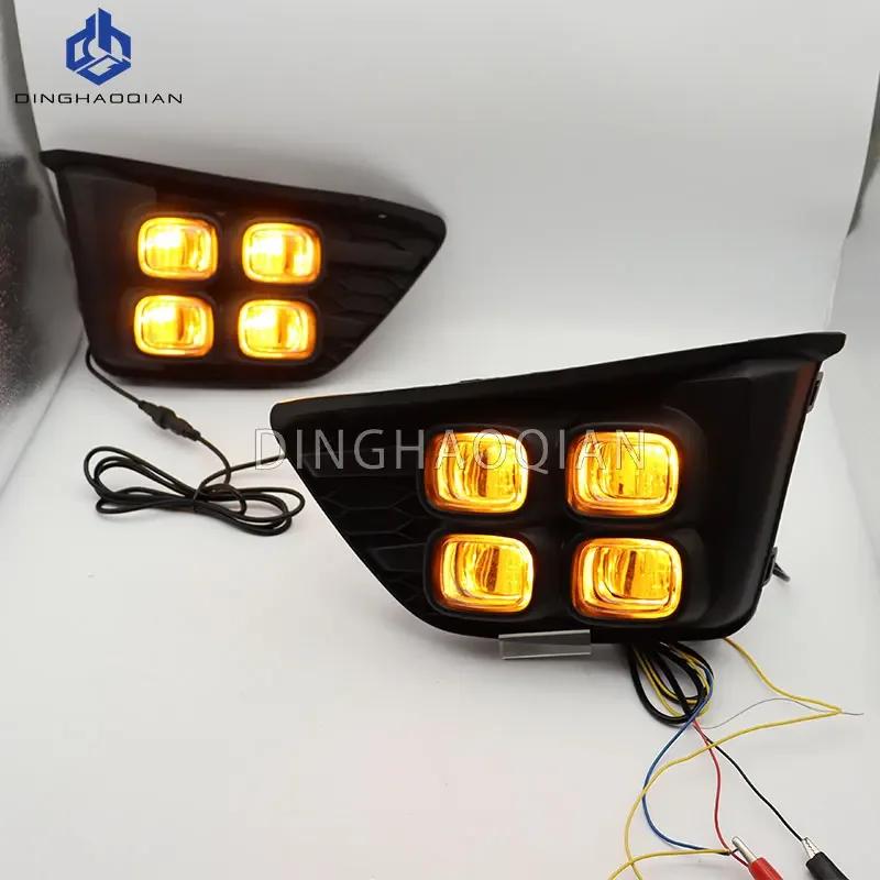 2Pcs DRL for Honda Jazz Fit 2014 2015 2016  LED Daytime Running Lights Daylight Fog Lamp with Turn Signal Light
