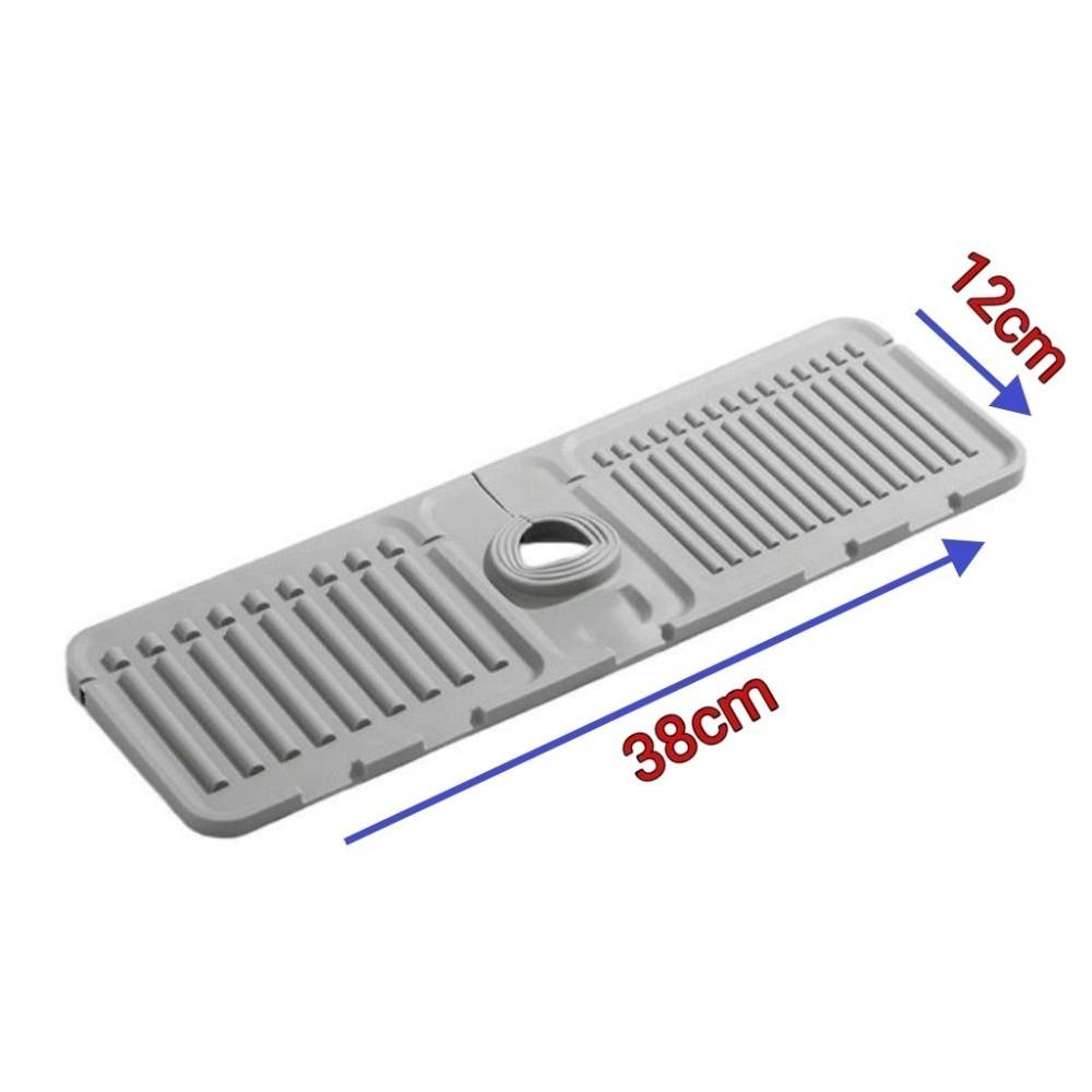 Durable 38*12cm Faucet Draining Mat Raised Edge Silicone Kitchen Sink Splash Guard Non Slip Waterproof Bathroom Draining Pad