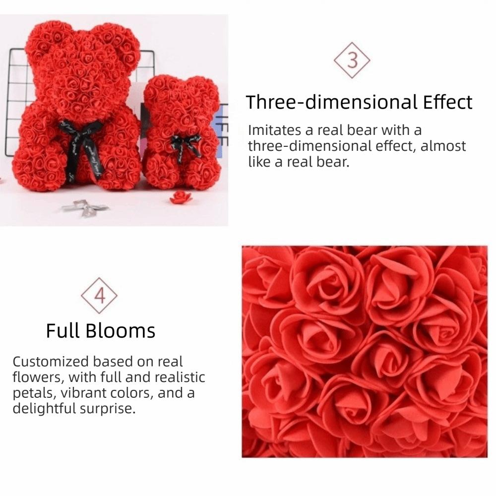 25cm Simulated Flower Bear Lovers Gifts Valentine's Day Roses Rose Flower Bear Ornaments  Birthday