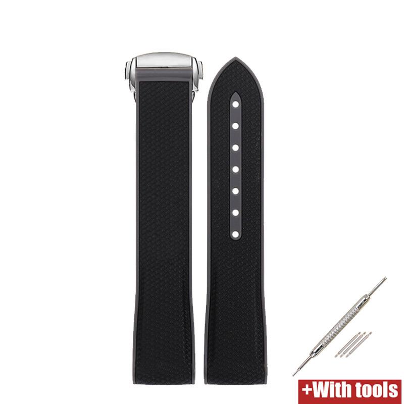 Curved End Silicone Strap Folding Buckle Men Women Soft Waterproof Sport Bracelet Watch Band for Omega x Swatch Moonswatch 20mm