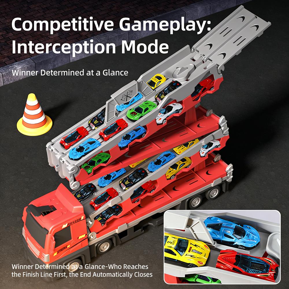 High-Speed Transformable Cargo Truck Launcher – 207cm Competitive Racing Track for Kids