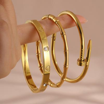 Classic Stainless Steel Stackable Bracelet With Chain And Clover Design Fashion Style For Women