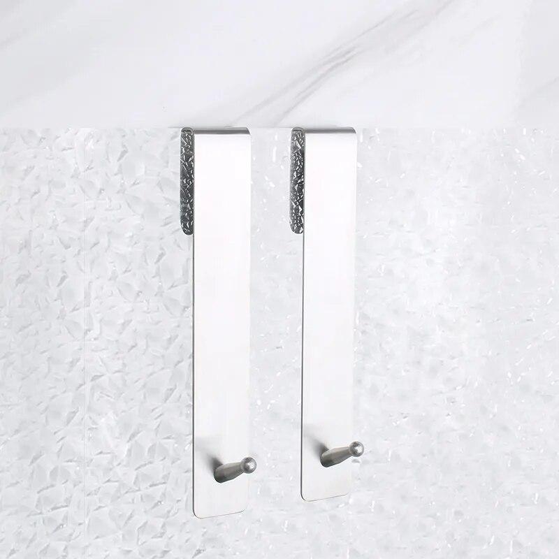 Hanging Glass Door With Stainless Steel Back Hanging Detachable Hanger, Bathroom Non Perforated Metal Clothes Hook